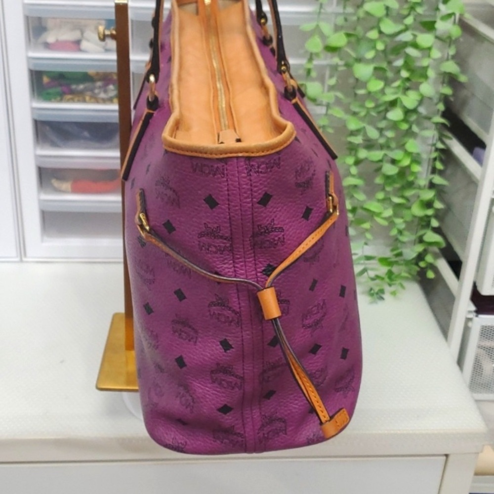 MCM Only Used Once! Custom Made Purple and Tan Monogram Tote Bag - Picture 6 of 16